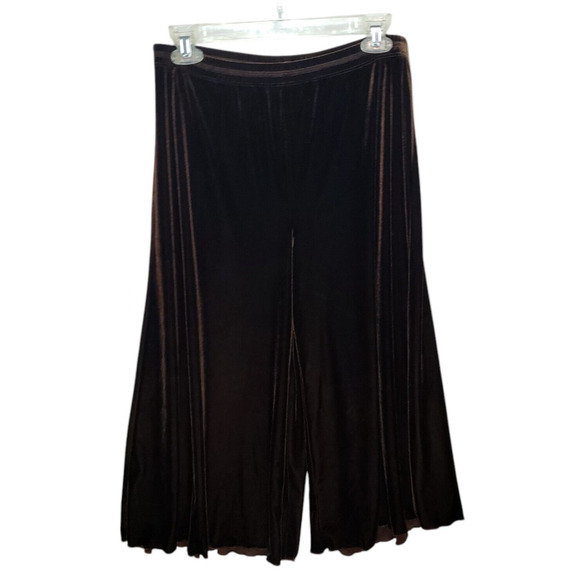 Vintage Velour Gaucho Pants Women’s L – Brown Boho Cozycore Cropped Wide Leg - Picture 1 of 7